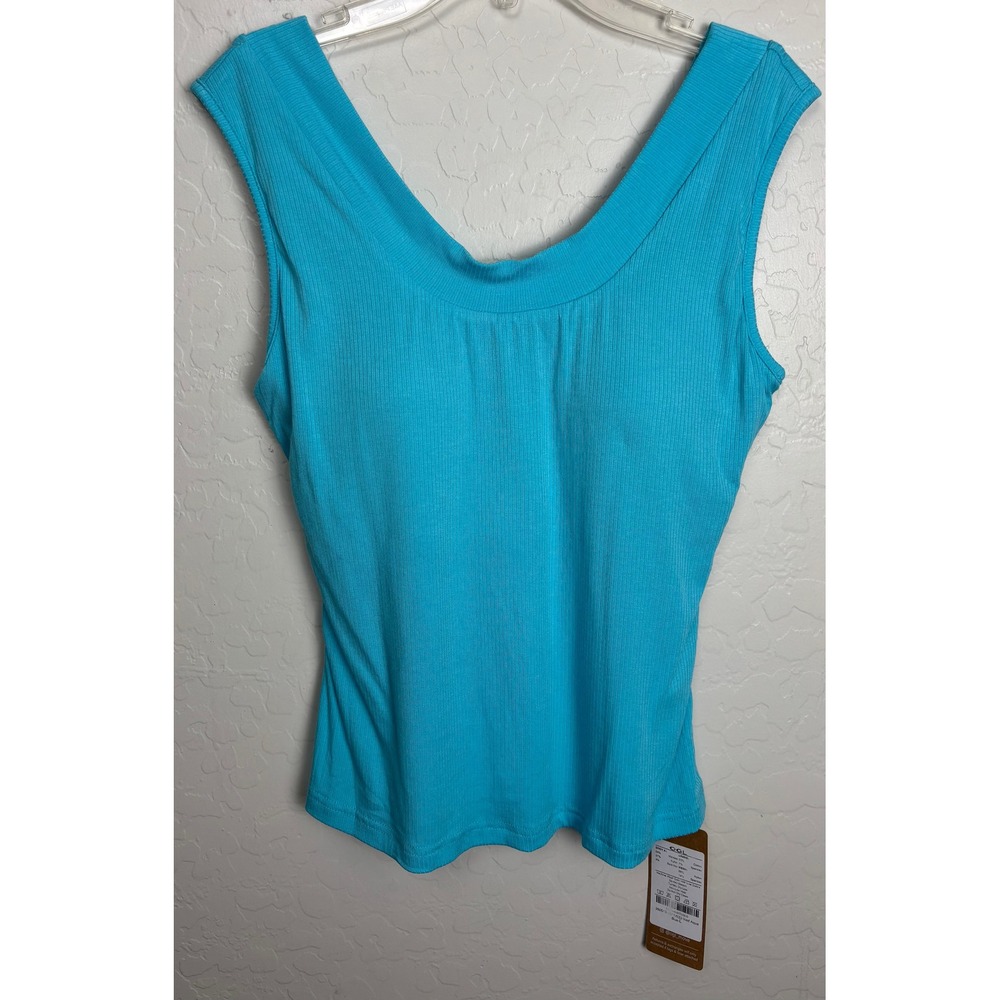 OGL Move CoolTouch U-Neck Bra Tank Iced Aqua Ribbed Built-In Bra Top Large 2649